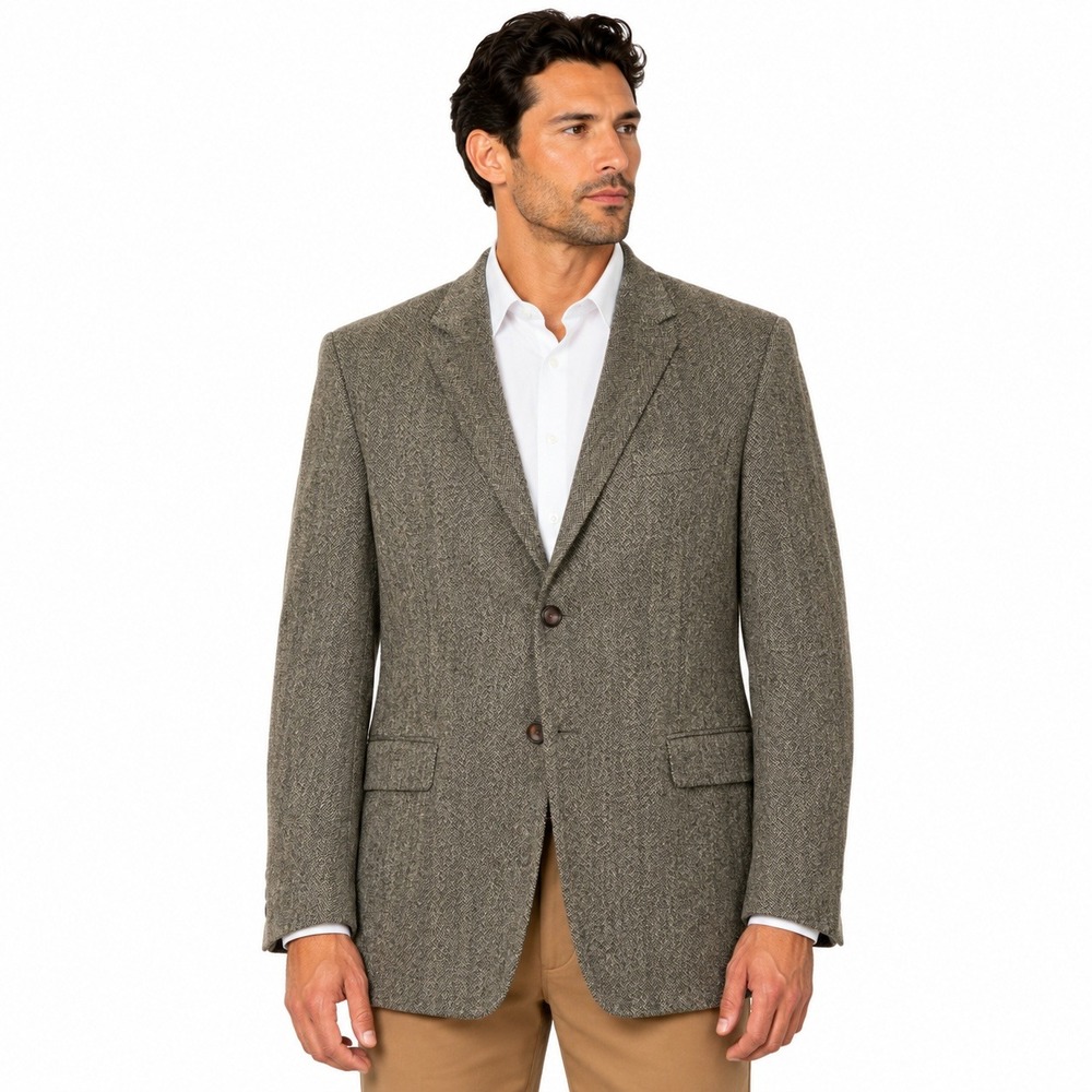 Lauren Ralph Lauren Blazer Mens 44R Grey Herringbone Slim Fit Sport Coat